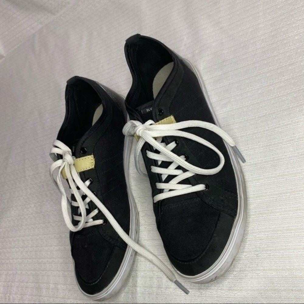 Adidas Black White Low Top Slvr Sneakers Mens 7 - Picture 3 of 10
